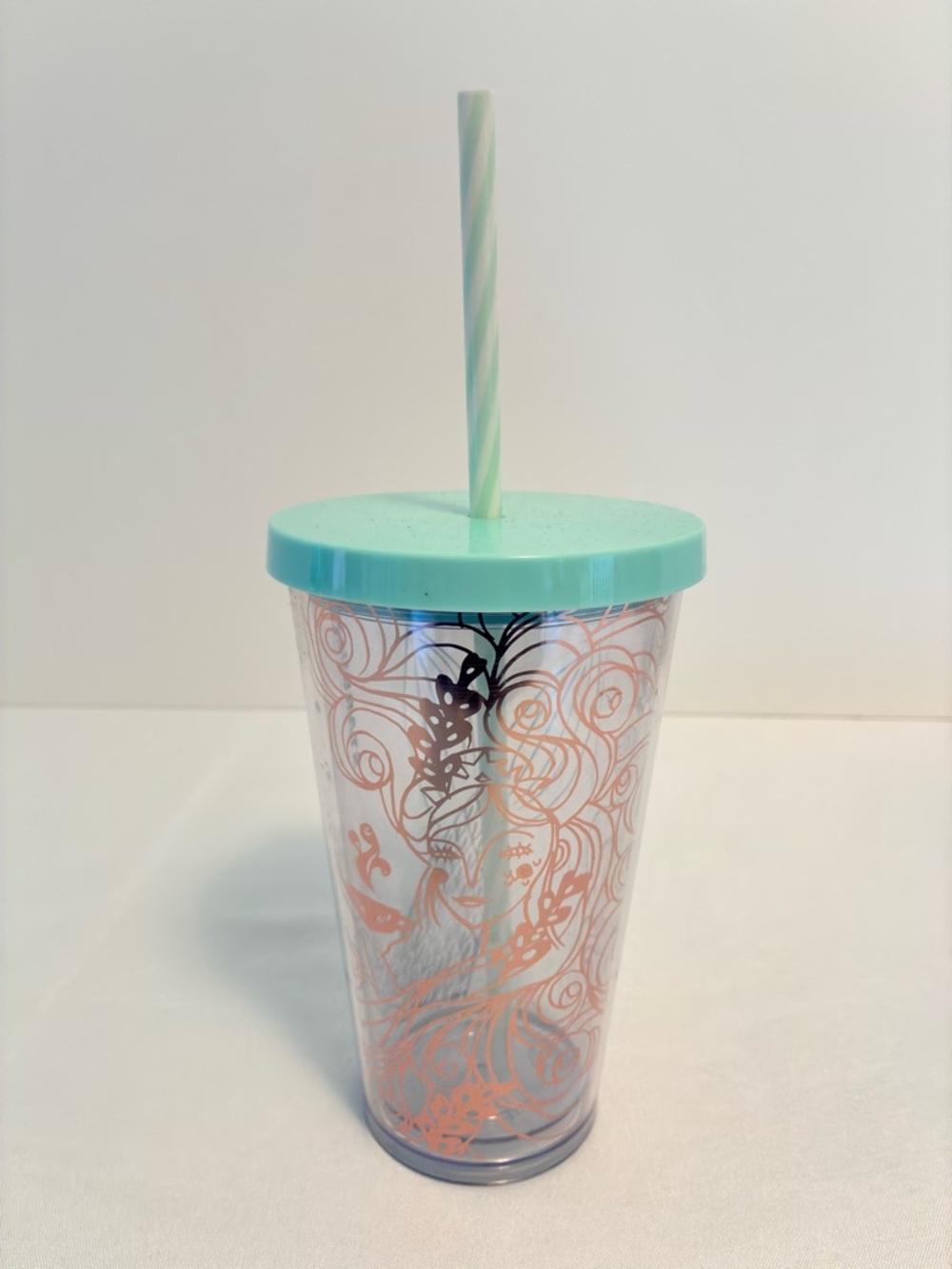 Starbucks 2018 Holiday Gold Mermaid Cold Cup Tumbler With Straw